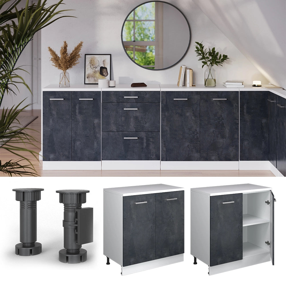 Mobile per mansarda Rion Calce nera/Bianco 80 x 83.8 cm senza inclinazione con 2 ante Vicco
