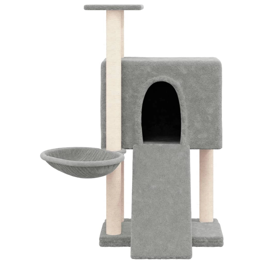 Tiragraffi per gatti torre per arrampicata giocattolo piattaforma per arrampicata con tiragraffi in sisal leggero 96 cm grigio 02_0022631