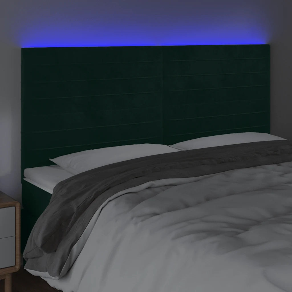 Testiera a LED Verde Scuro 160x5x118/128cm in Vellutocod mxl 73814