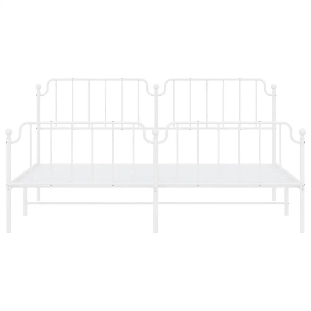 Giroletto con Testiera e Pediera-Struttura Letto Metallo Bianco 193x203 cm 830376