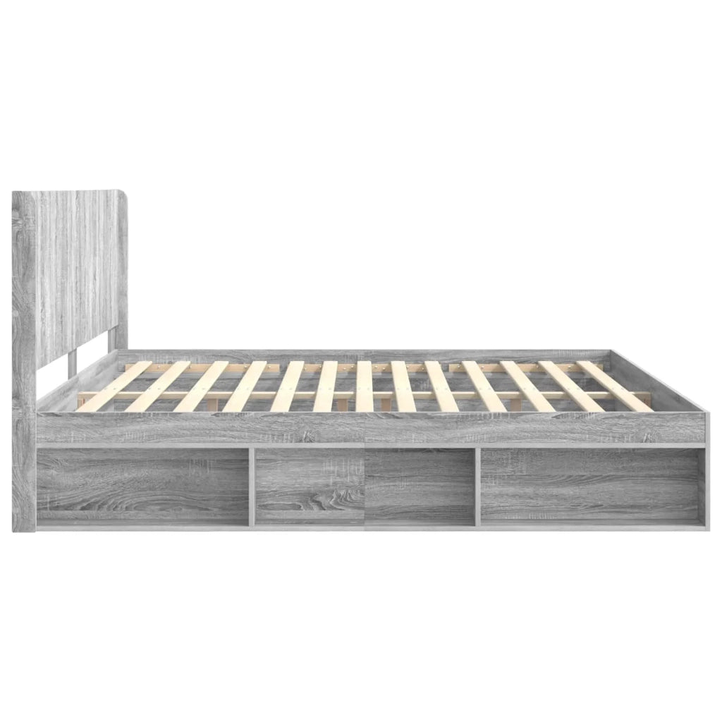 Struttura del letto con stoccaggio e testata Sonoma grigio
