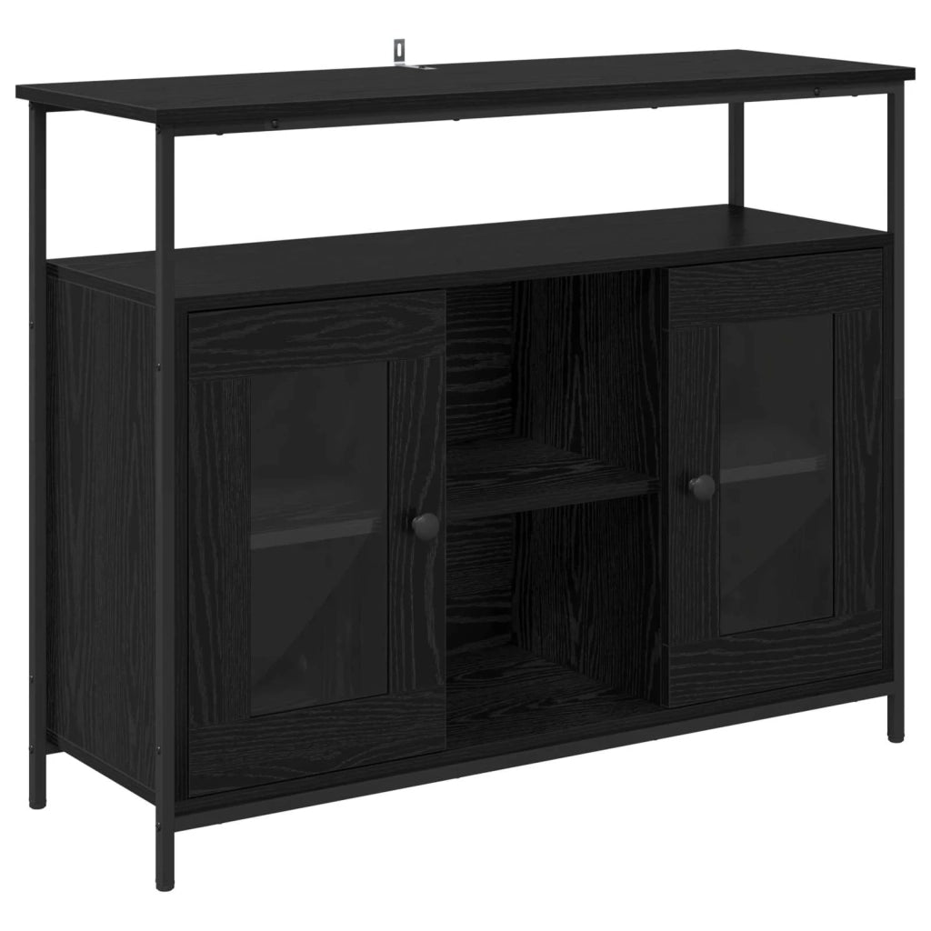 Credenza Rovere Nero 100 x 35 x 80 cm Legno multistrato 882817