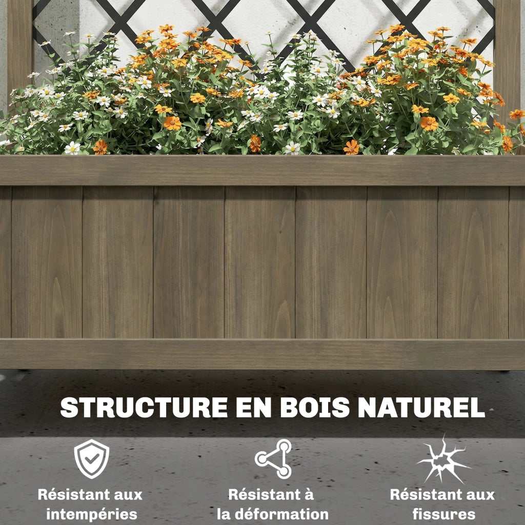 Fioriera con traliccio su ruote ¨C Xylo ¨C legno carbonizzato 72x36x168 cm