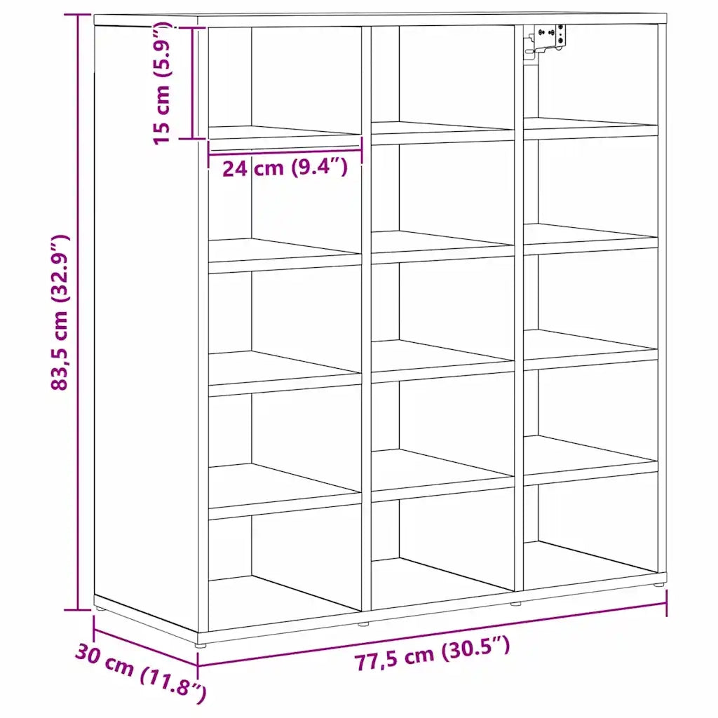 vidaXL Scarpiera rovere artigianale 77.5 x 30 x 83.5 cm