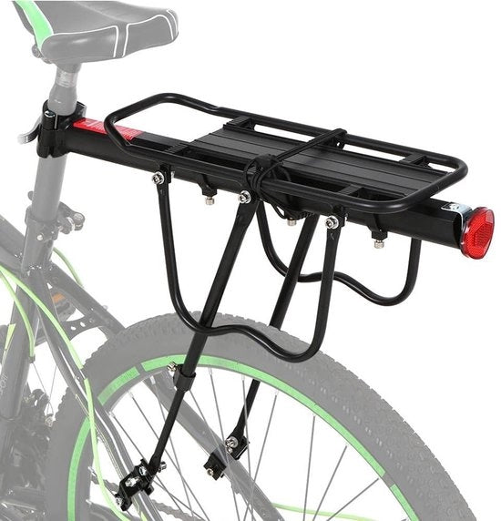 Portaoggetti Flessibile - Supporto in Alluminio - Portaoggetti per Bicicletta - Capacità 25 kg - Nero - Adatto per Staffe da Sellino < 33 mm - Portaoggetti per Bicicletta