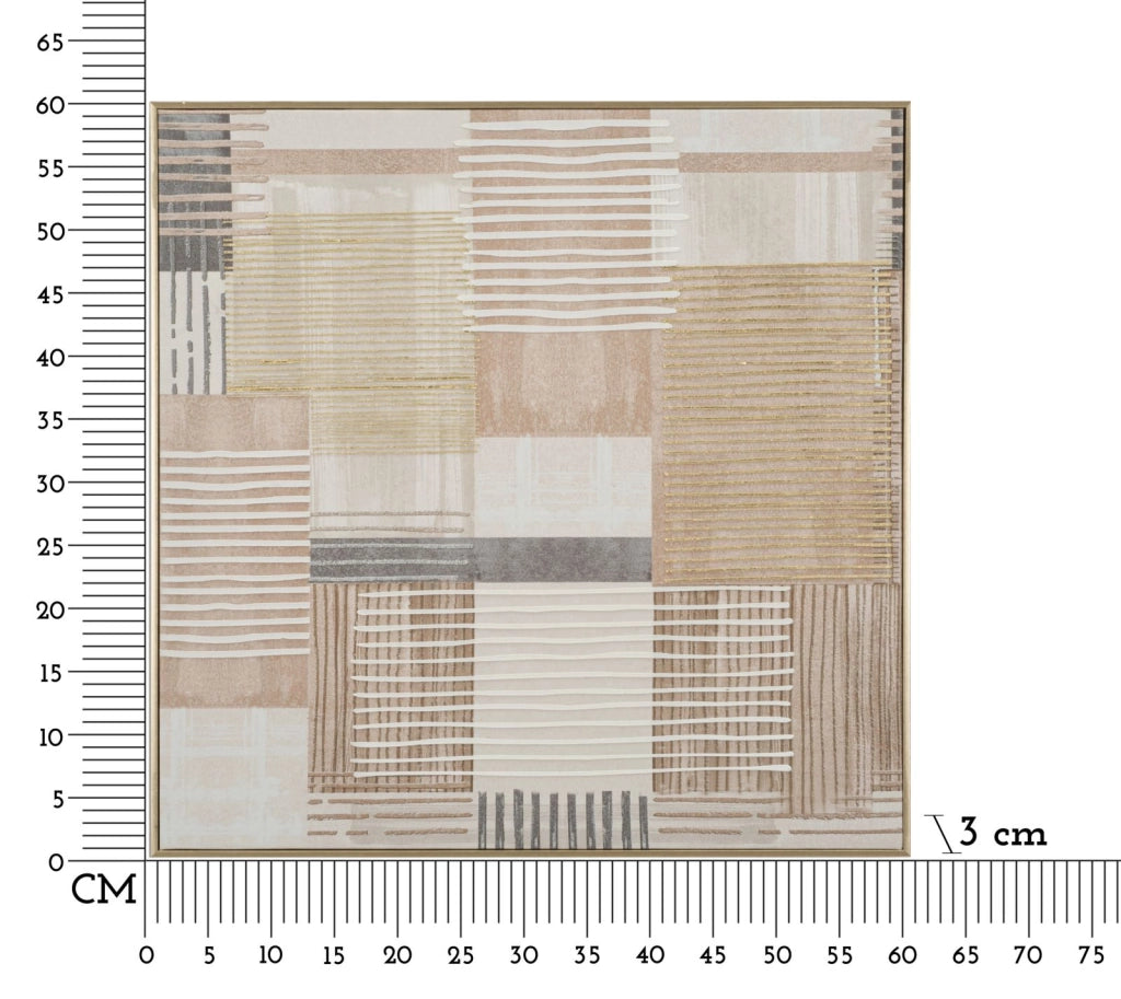 Stampa Dipinta su Tela Lignes con Cornice 60x3x60 cm in Pino e Tela e Plastica