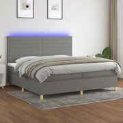 Letto a Molle Materasso e LED Grigio Scuro 200x200cm in Tessuto 3135542