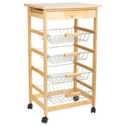 Carrello da cucina in legno di pino marrone 47x37x85