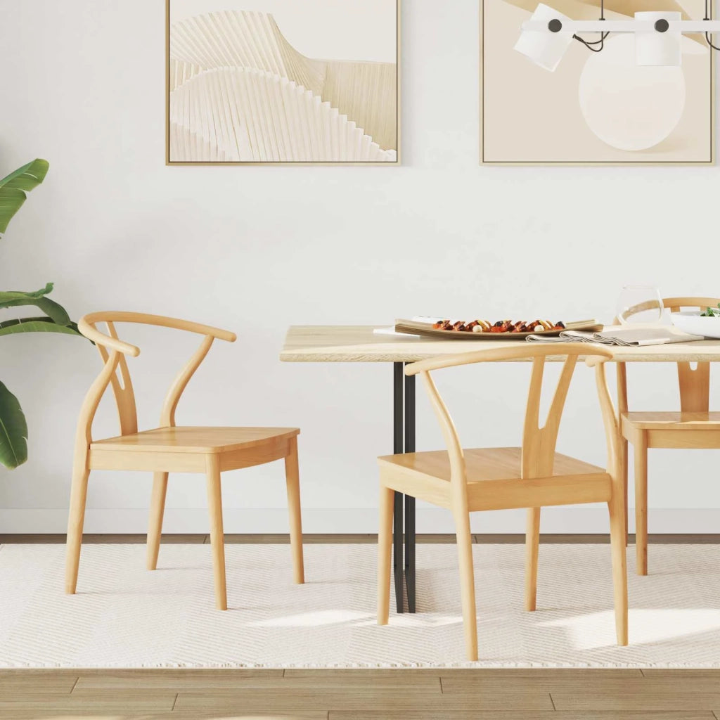 Sedia da pranzo 2 pcs Naturale Legno di gomma solido