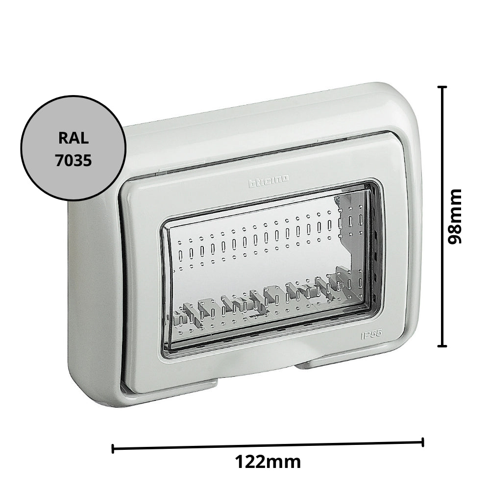 Coperchio idrobox bticino grigio ip55 per scatola 503e da 3 moduli