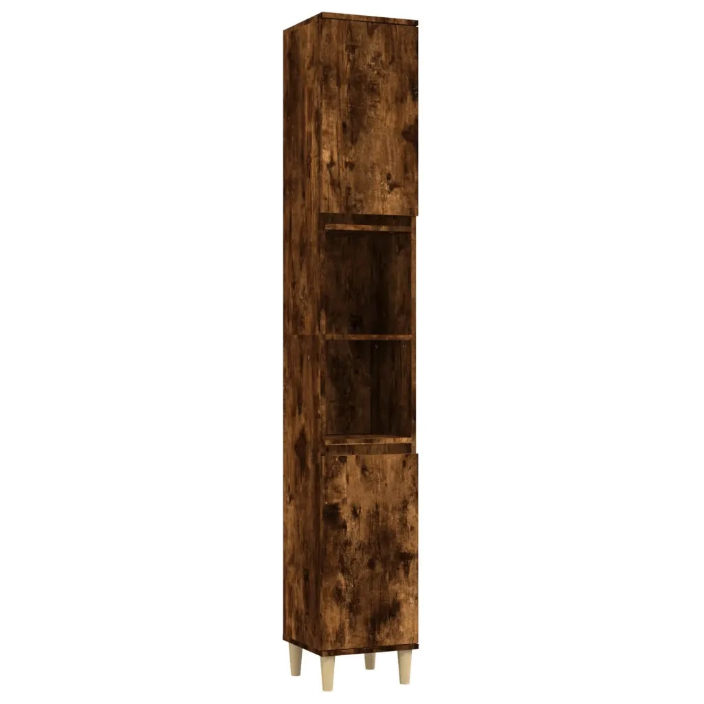 Armadietto Bagno Rovere Fumo 30x30x190 cm in Legno Multistrato 819793
