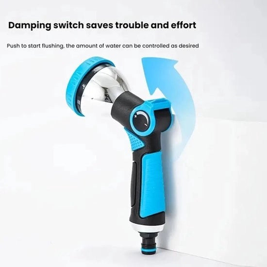 Proiettore di irrigazione speciale per la cura delle piante, con rivestimento in gomma, pistola d'acqua multifunzione con 10 funzioni, sistema di irrigazione automatico per giardino, artiglio spingerete (blu)