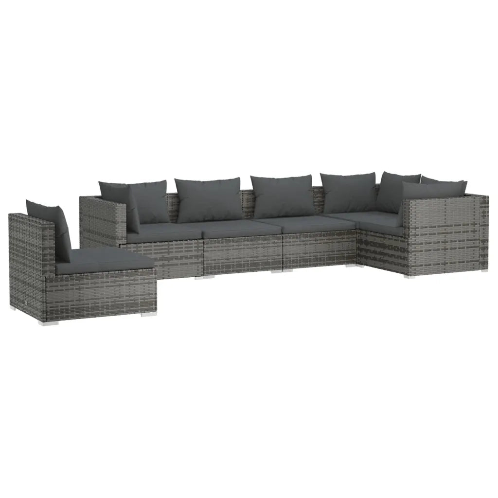 Set Divani da Giardino con Cuscini 6 pz in Polyrattan Grigio 3102325