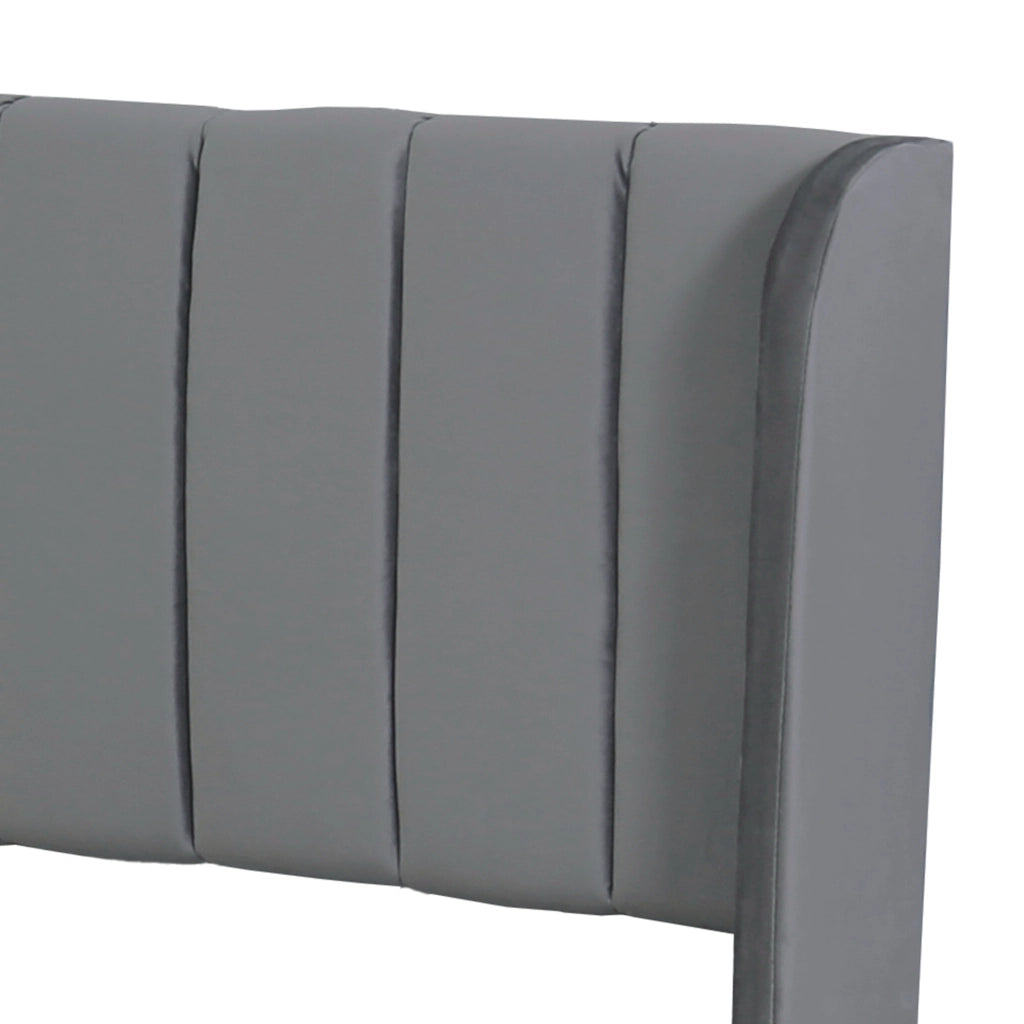 OKWISH Letto con Cassetti 180×200 cm, Letto Matrimoniale con 2 Cassetti e Testiera Alta, senza Materasso, in Velluto, Grigio