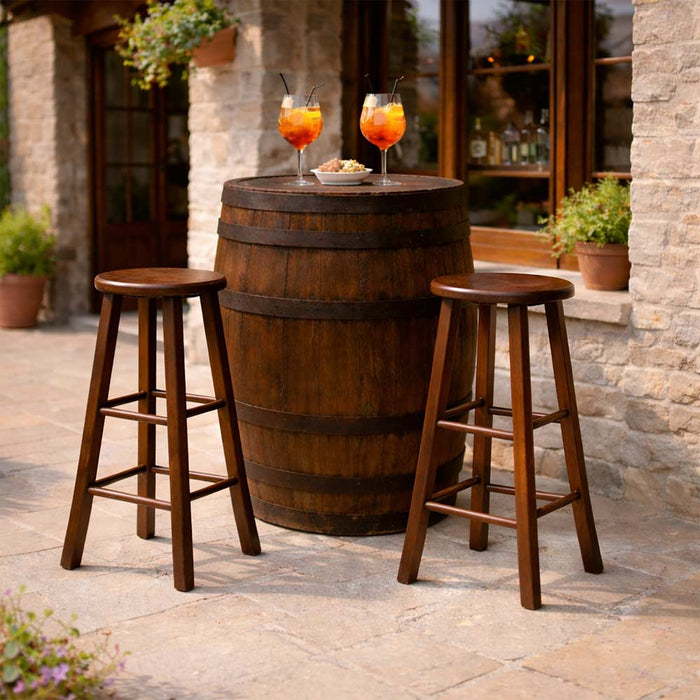 Sgabelli da bar set di 2 rotondi h 68 cm in noce scuro gambe dritte