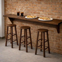 Sgabelli da bar set di 2 rotondi h 68 cm in noce scuro gambe dritte