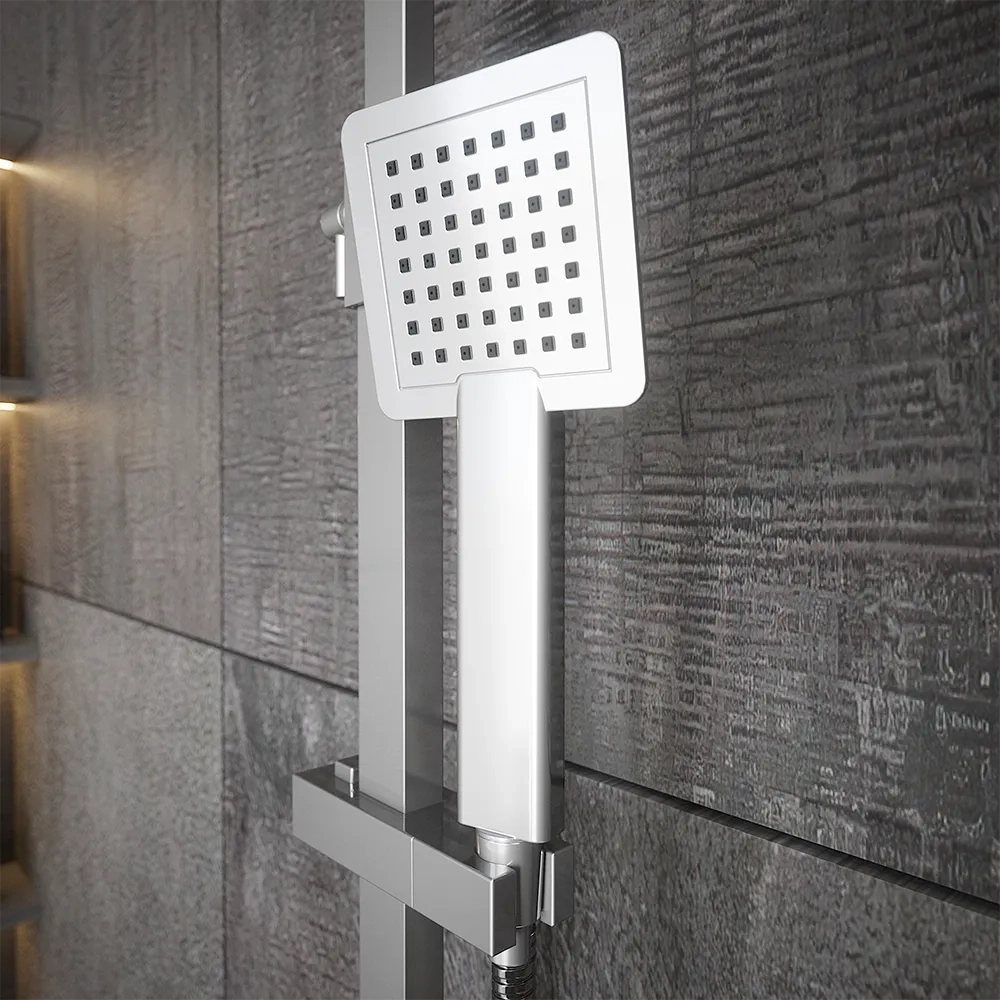 Colonna doccia soffione 20x20 cm in acciaio | Toce