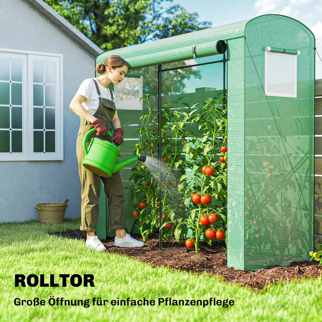 Serra da giardino in acciaio con rete e porta a rullo ¨C Minimal ¨C Verde 200x75x188 cm