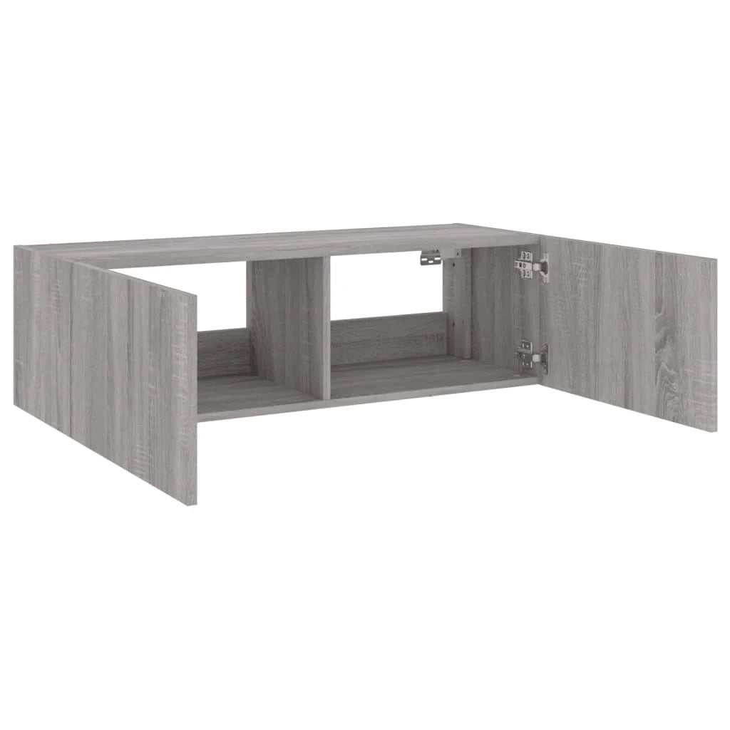 Mobile TV multimediale mensola TV credenza mobile TV sala da pranzo soggiorno camera da letto mobile da parete con luci LED Sonoma 100 x 35 x 31 cm grigio 02_0028037