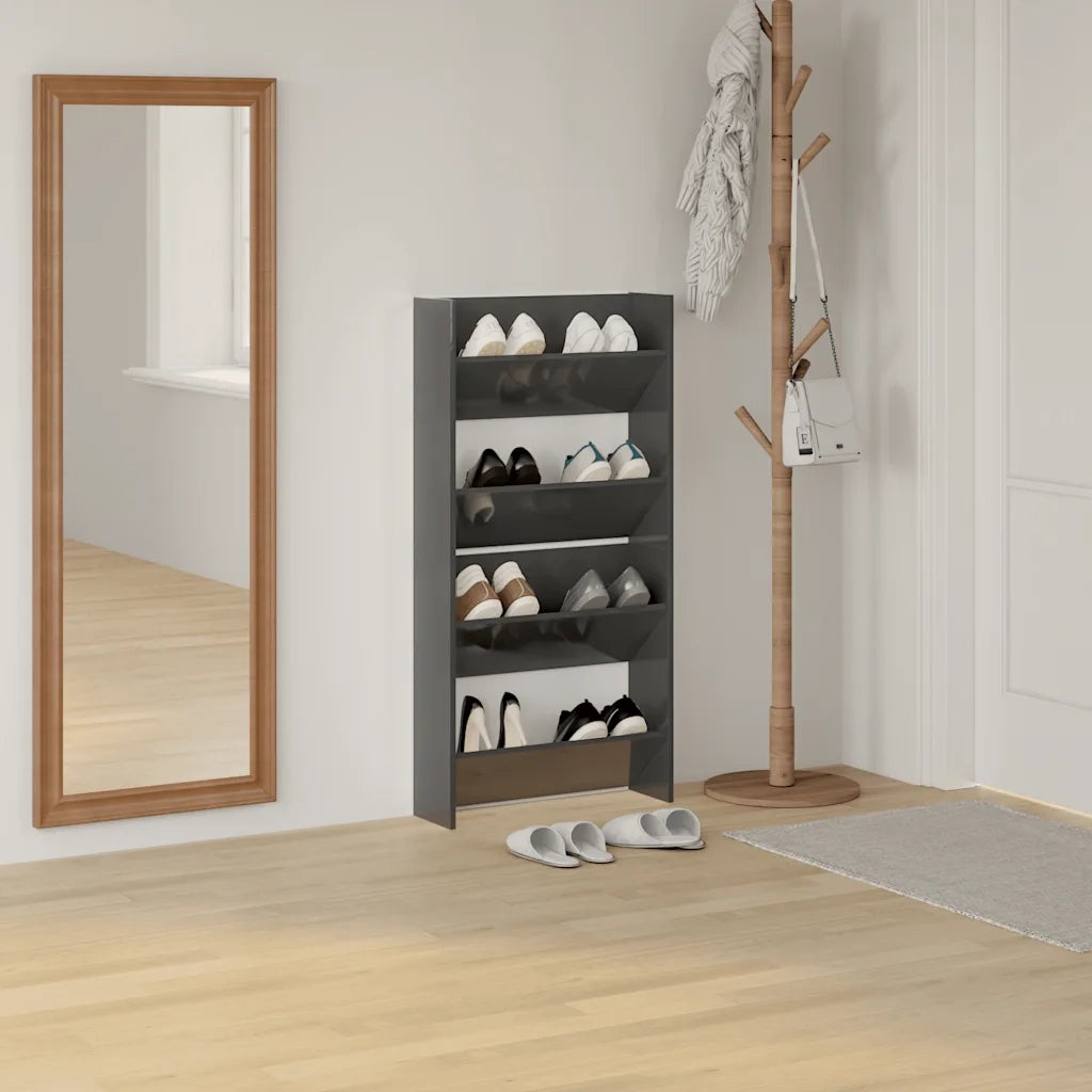 Scarpiere a Muro Grigio Lucido 2 pz 60x18x60 cm in Truciolato cod mxl 46310
