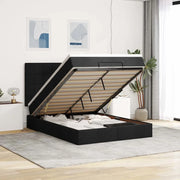 Struttura Letto Pouf con Materasso Nero 140x200 cm in Tessuto 3313163
