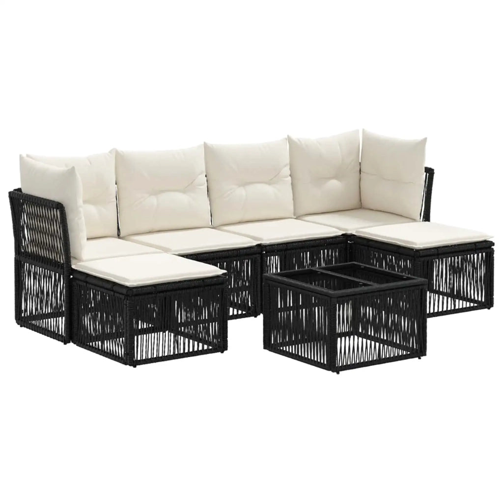 Set Divano da Giardino 7 pcs Nero polyrattan