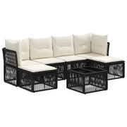 Set Divano da Giardino 7 pcs Nero polyrattan