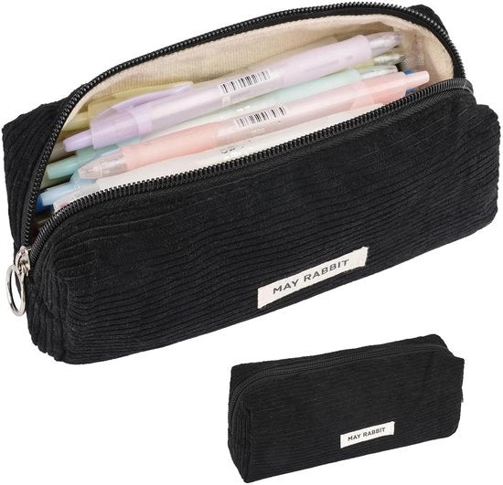 Etui elegante con grande capacità per articoli da ufficio e cosmetici, studenti e adulti (nero)