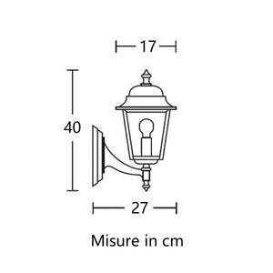 APPLIQUE DA PARETE LANTERNA PICCOLA UP NERA DA ESTERNO 1XE27 NIZZA MORETTI