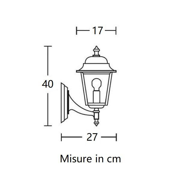 APPLIQUE DA PARETE LANTERNA PICCOLA UP NERA DA ESTERNO 1XE27 NIZZA MORETTI