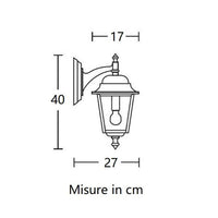 APPLIQUE DA PARETE LANTERNA PICCOLA DOWN NERA ESTERNO 1X27 NIZZA MORETTI