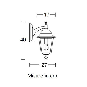 APPLIQUE DA PARETE LANTERNA PICCOLA DOWN NERA ESTERNO 1X27 NIZZA MORETTI