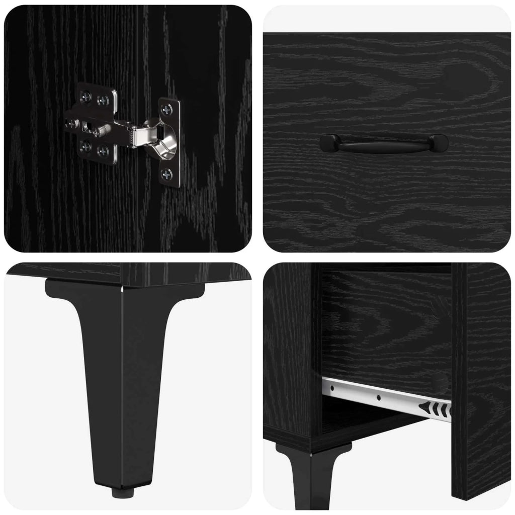 Credenza | Madia | Buffet da pranzo | Armadio da pranzo Rovere Nero 69,5 x 34 x 90 cm Legno multistrato