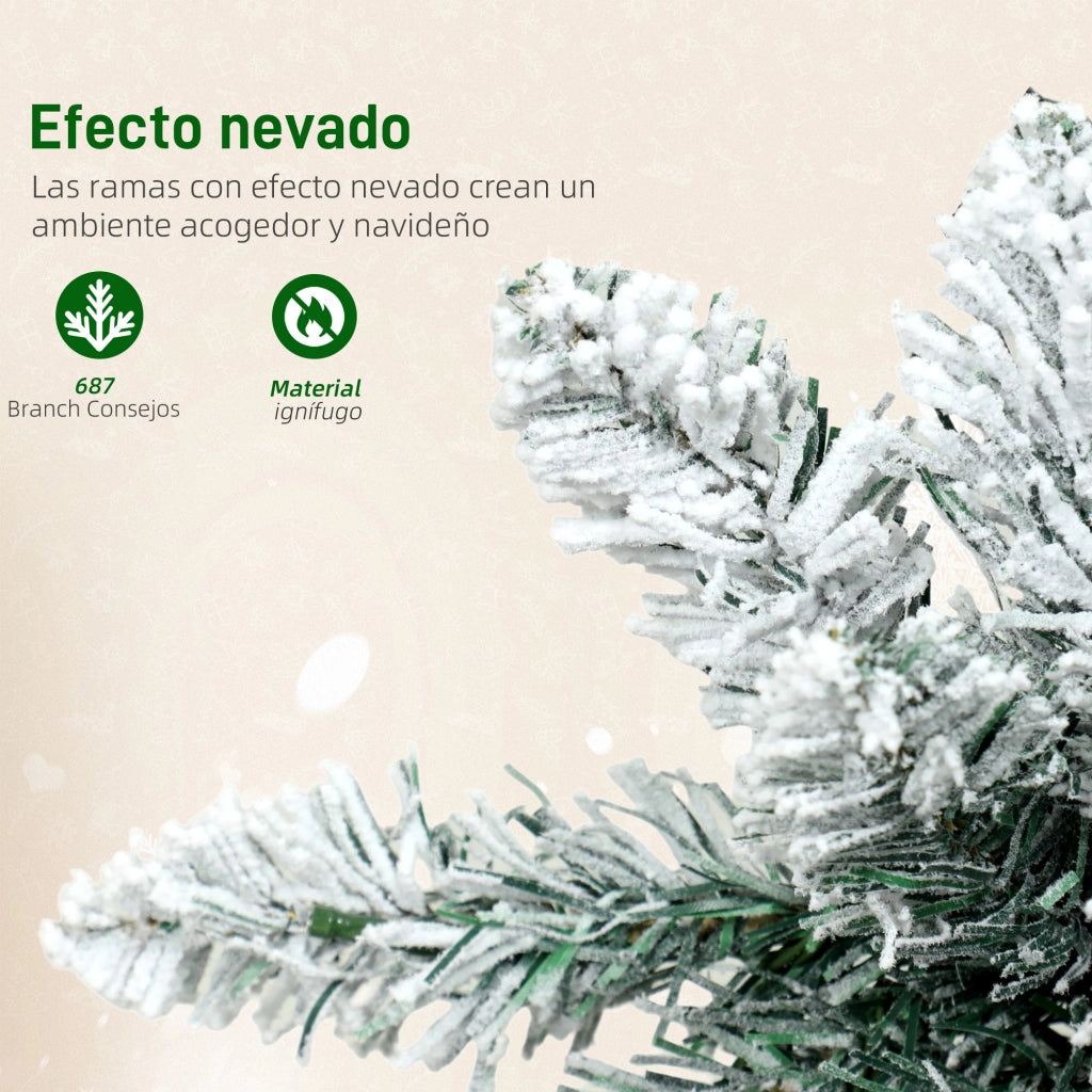 Albero di Natale Stretto 210 cm con Luci LED Bicolori 11 Modalit¨¤ Illuminazione 687 Rami Verde ¨C Minimal ¨C 210 cm