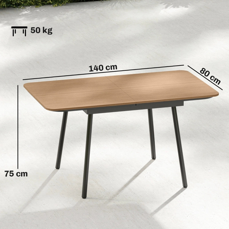 TAVOLO da giardino 140x80 cm per 6 persone in metallo e WPC teak