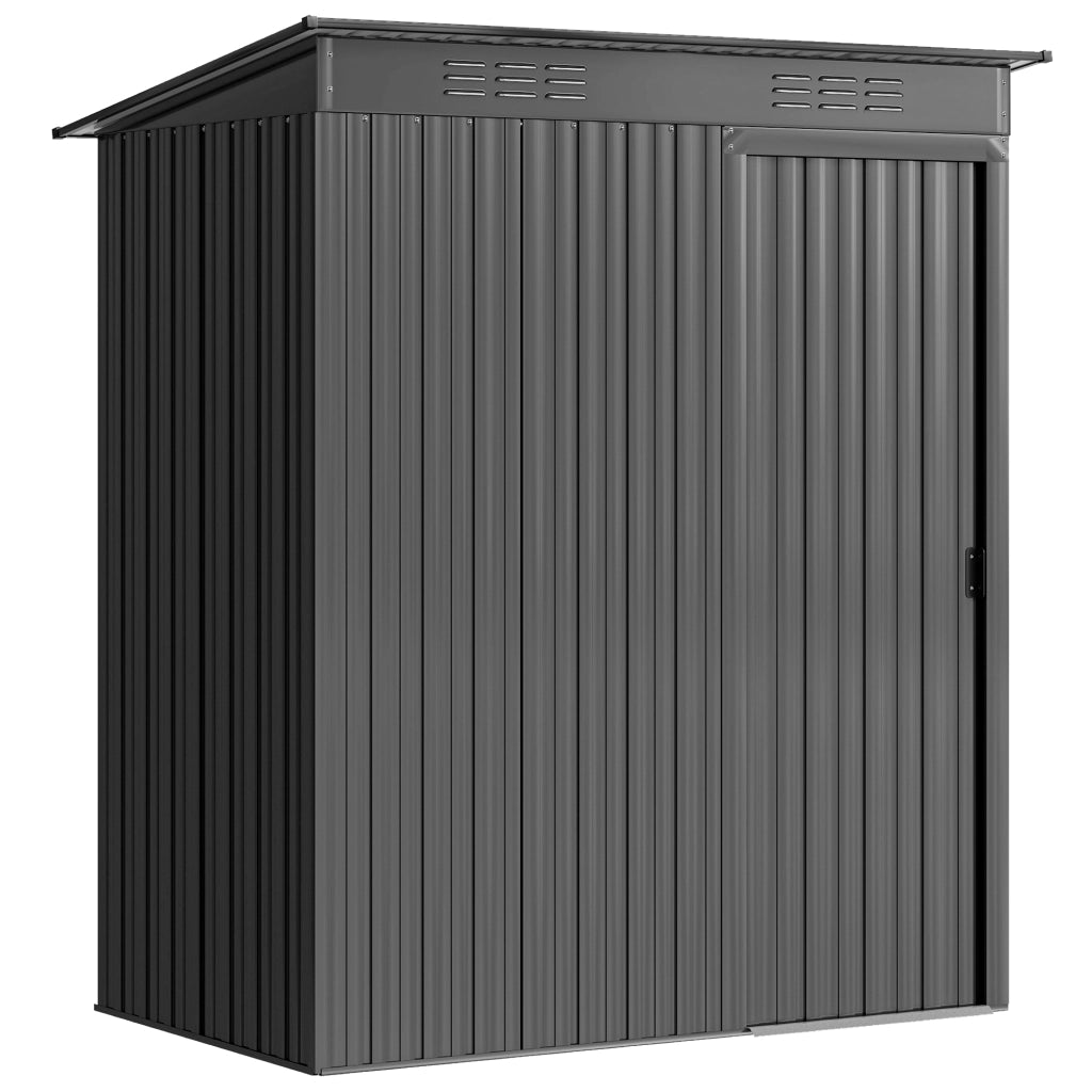 Casetta da Giardino 159x106x181 cm con Prese d'Aria e Porta Scorrevole in Metallo Grigio Scuro