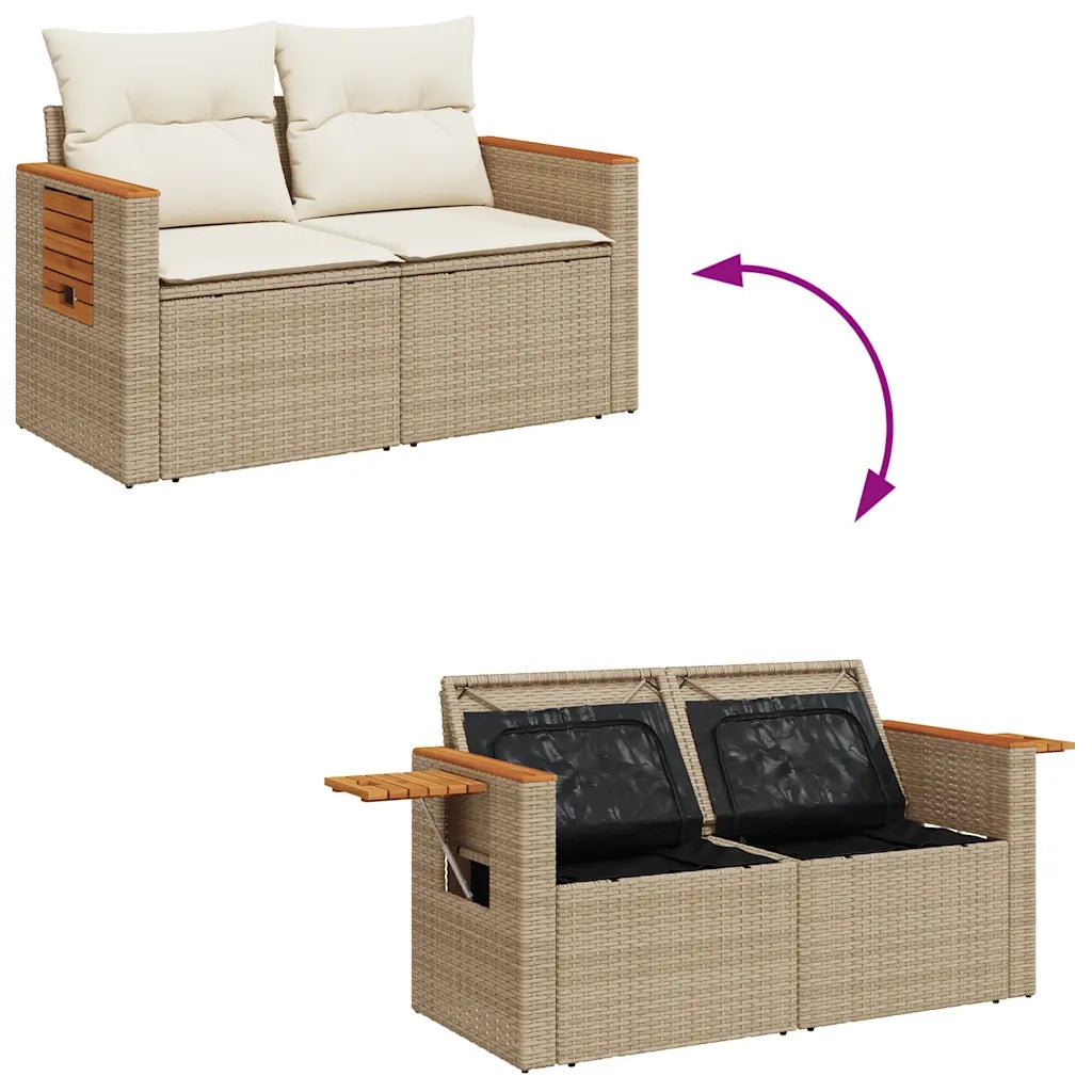 Set Divani da Giardino 7 pz con Cuscini Beige in Polyrattan 3325985