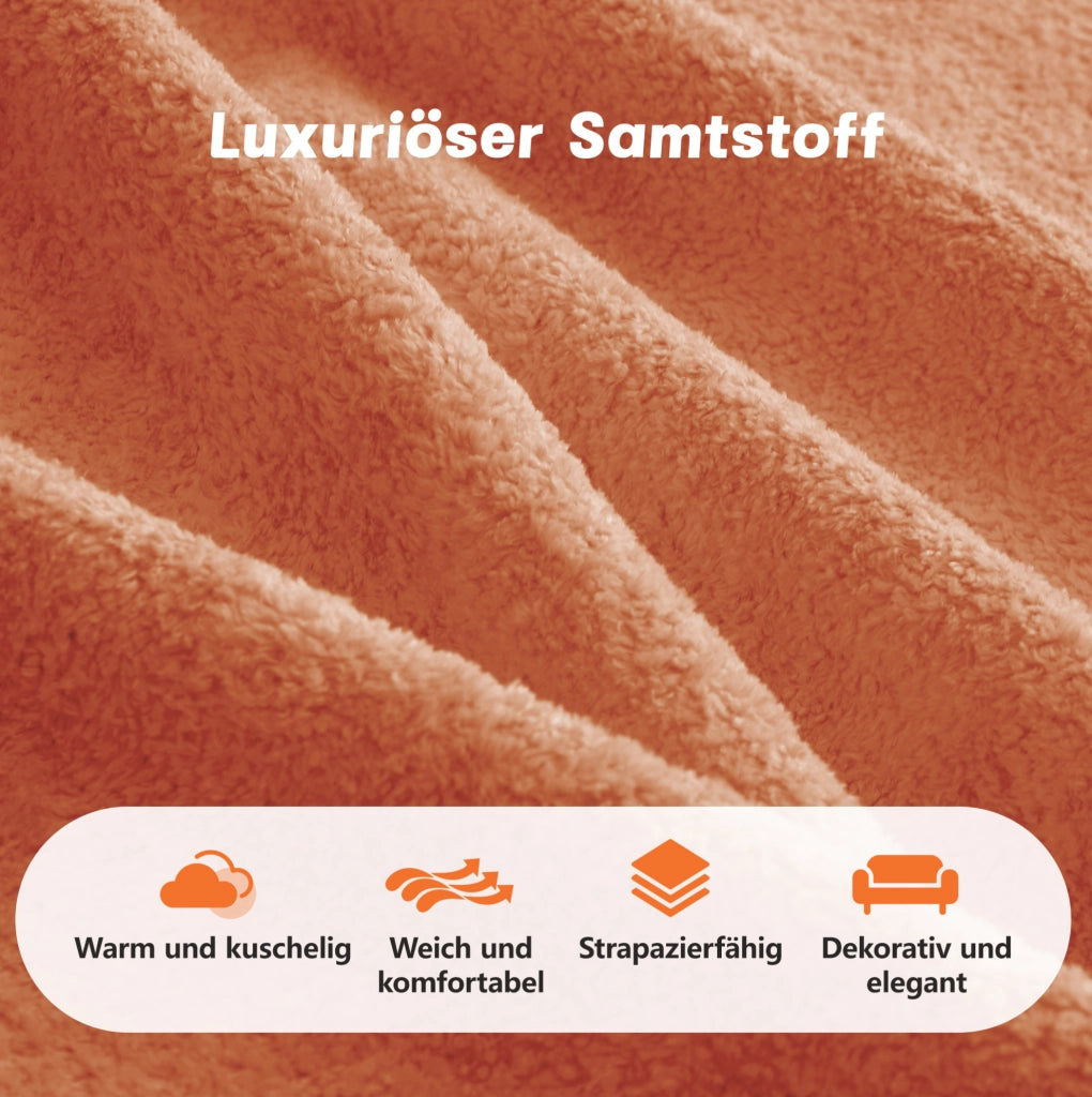 Divano angolare modulare 2 posti con pouf; 192x167x70 cm in velluto arancione