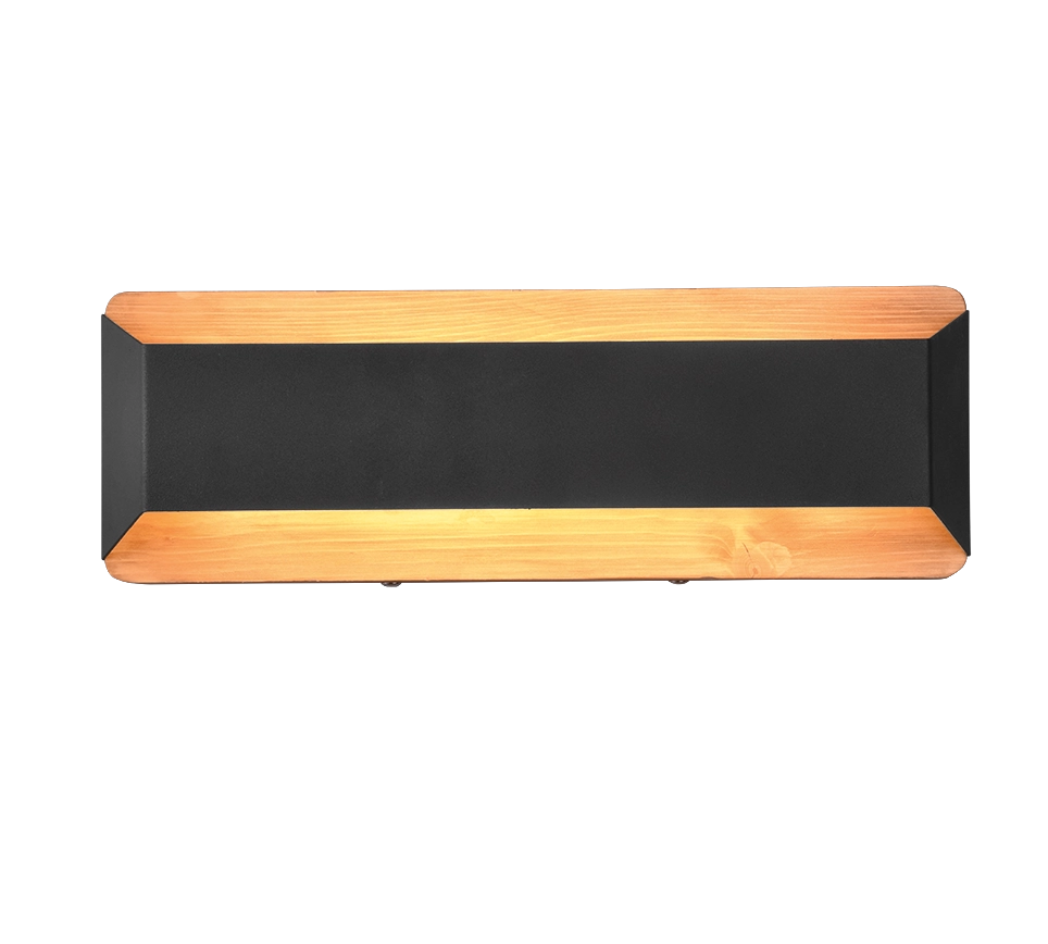 Applique LED bi-emissione, nero e naturale, 35x12 cm, Arino