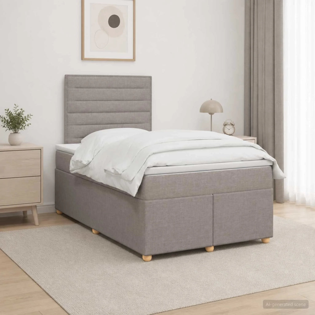 Letto box spring con materasso Tortora 120 x 200 cm Tessuto 3453855