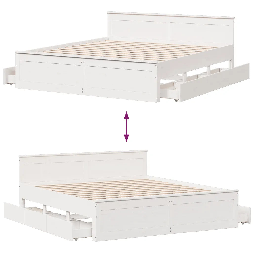 vidaXL Giroletto senza Materasso con Testiera Bianco 200x200 cm Pino
