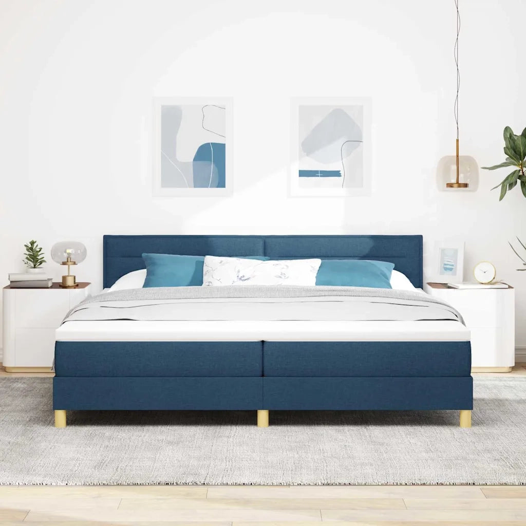 Letto a molle con cuscino con testiera Blu 200 x 200 cm Tessuto 3338873