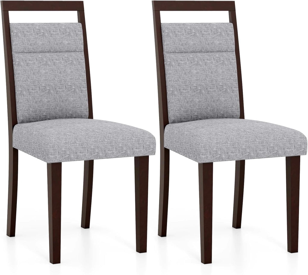 Set di 2 Sedie da Pranzo, Sedie da Cucina da Seduta Imbottita, Schienale e Gambe in Legno di Gomma, per Sala da Pranzo, Ristorante e Soggiorno (Grigio)