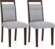 Set di 2 Sedie da Pranzo, Sedie da Cucina da Seduta Imbottita, Schienale e Gambe in Legno di Gomma, per Sala da Pranzo, Ristorante e Soggiorno (Grigio)
