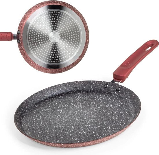 Padella per pannocchie, 25 cm, padella per crêpes in alluminio con rivestimento antiaderente, per induzione e altri fornelli, inclusa e-book con ricette