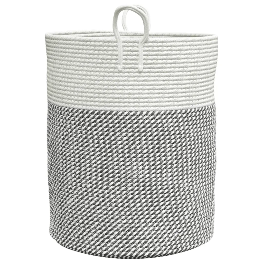 Cestino Portaoggetti Grigio e Bianco ?38x46 cm in Cotone CFW7767490