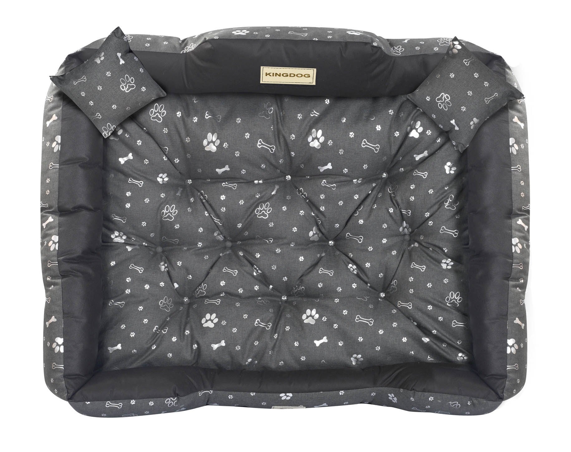 AIO FACTORY 115x95 cm KINGDOG Letto per cani impermeabile personalizzabile Silver Bones