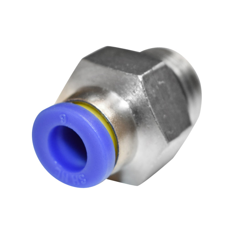 Attacco rapido dritto in plastica/metallo con filettatura e O-ring fi6xM14