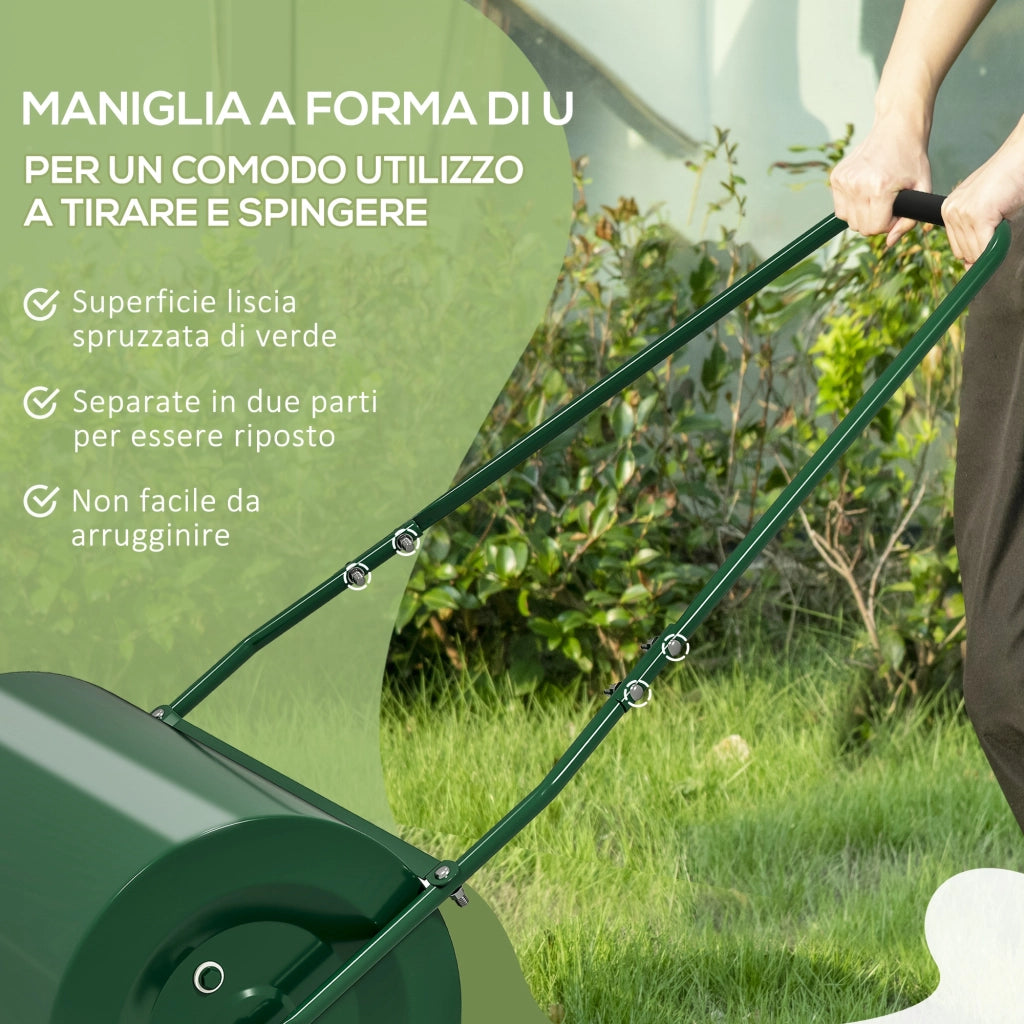 Rullo per Prato da 63L di Capacit¨¤ con Lama Raschiante, in Metallo, 123x58x40 cm, Verde Scuro