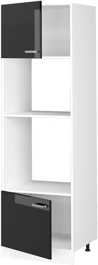 Mobile cucina microonde R-Line, Nero lucido, 60 cm, per la libera combinazione all'interno di sistemi cucina modulari